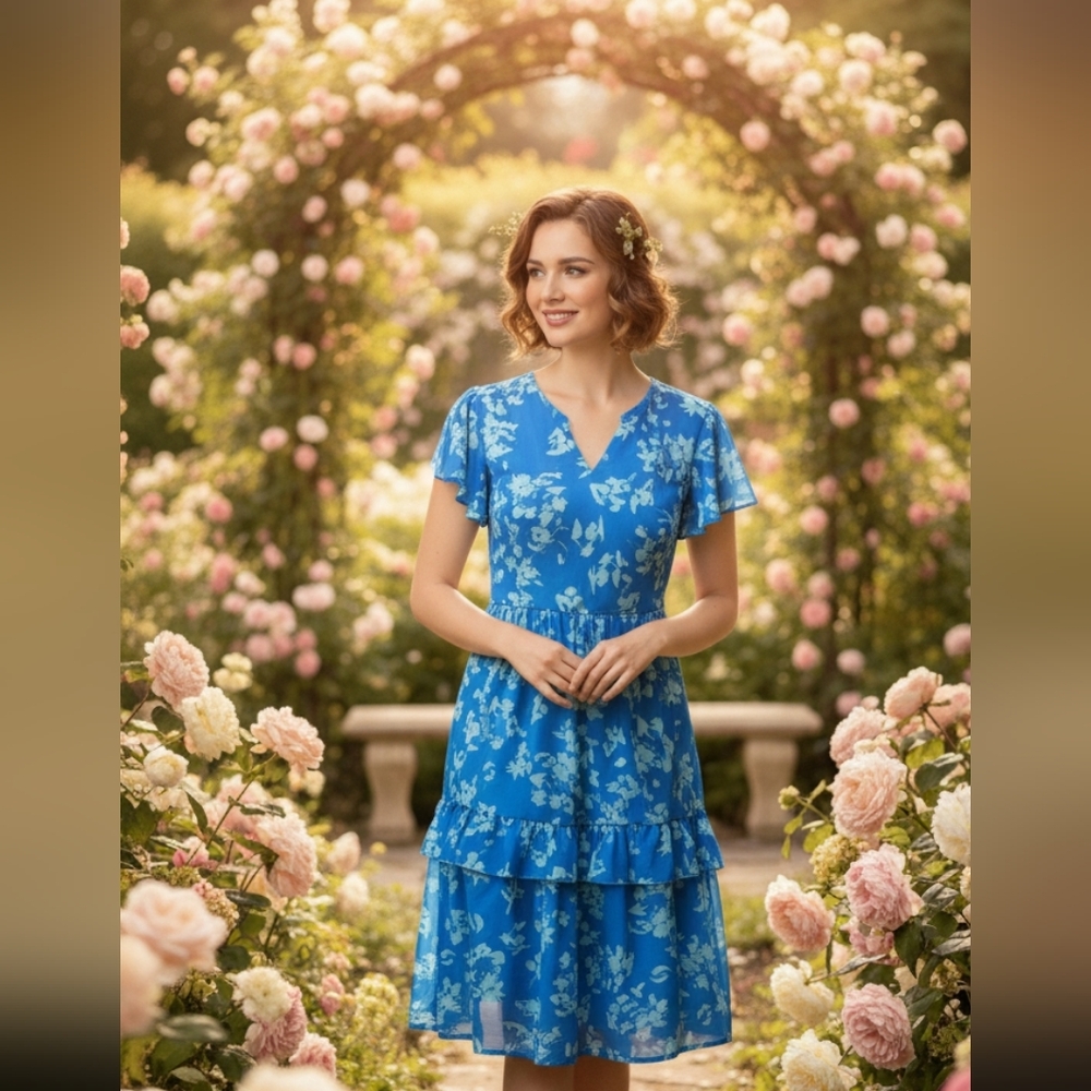 NWT Bloomchic floral ruffle dress 2X